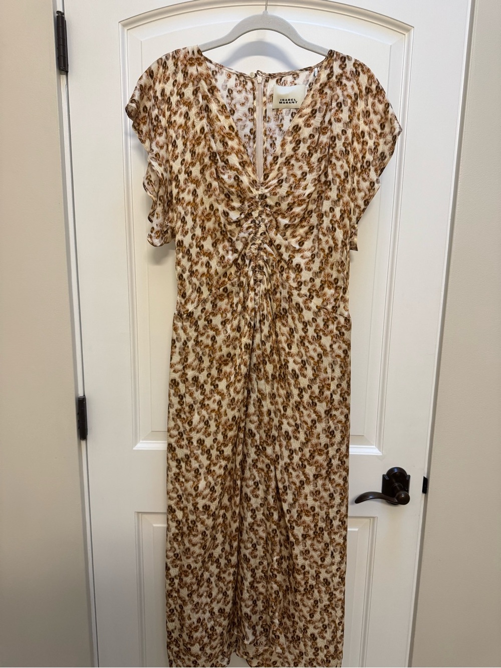 Isabel Marant Lyndsay Ochre Silk Floral Jacquard Midi Dress FR 42 US 10 - Picture 2 of 7
